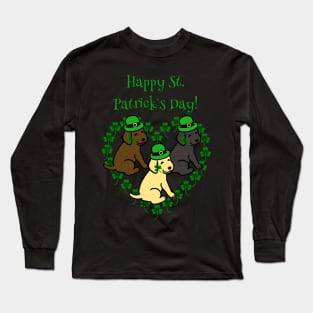 Cute and Happy St. Patrick's Day Labrador Puppies Long Sleeve T-Shirt